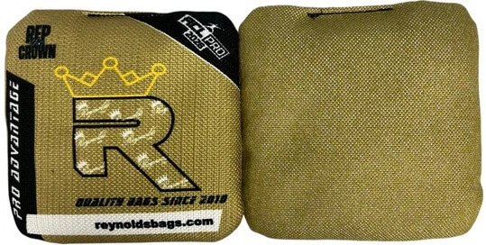 Golden Reynolds cornhole bags from the Pro Advantage series, offering excellent versatility and balance for blocking and scoring shots.