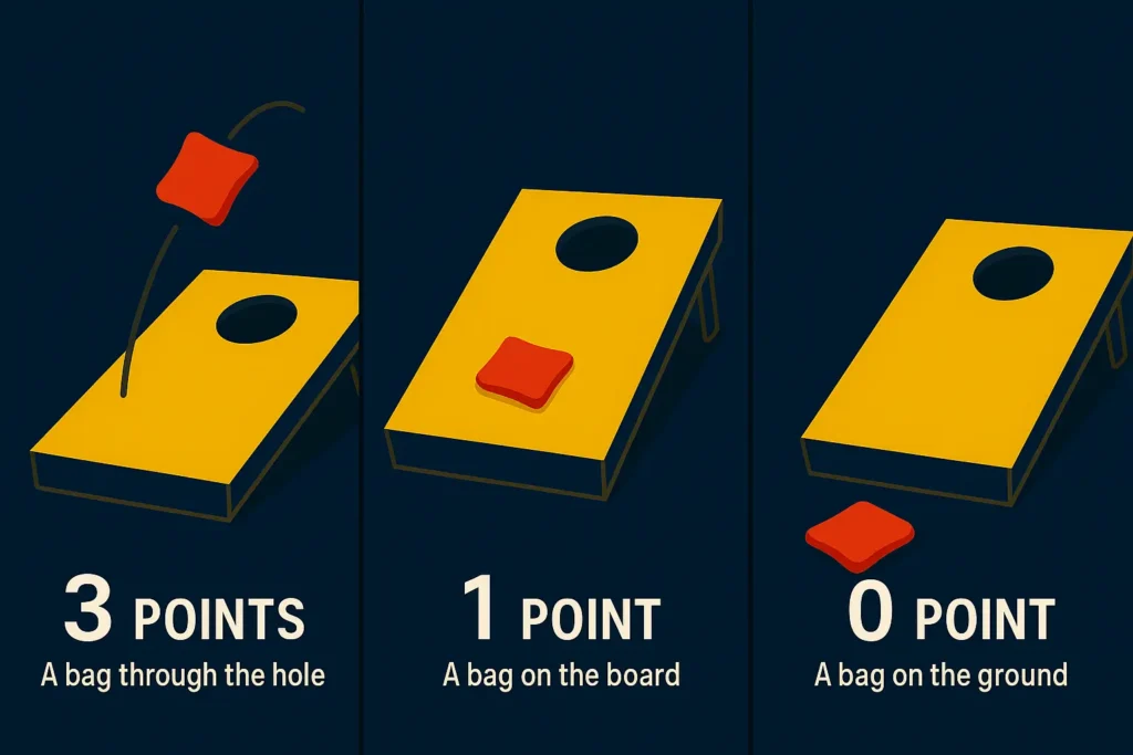 Cornhole scoring system for a cornhole tournament